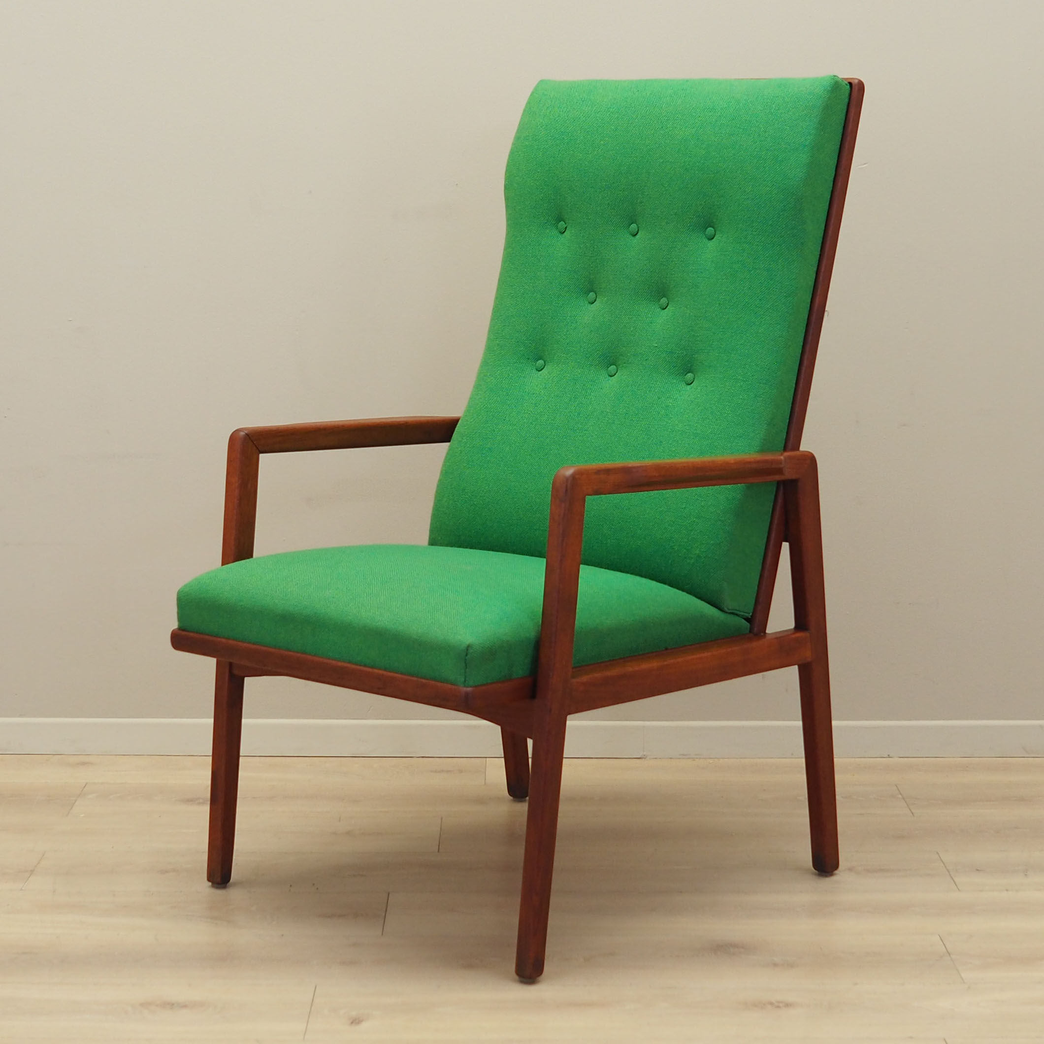 Teak green armchair, Danish design, 1970s, production: Denmark