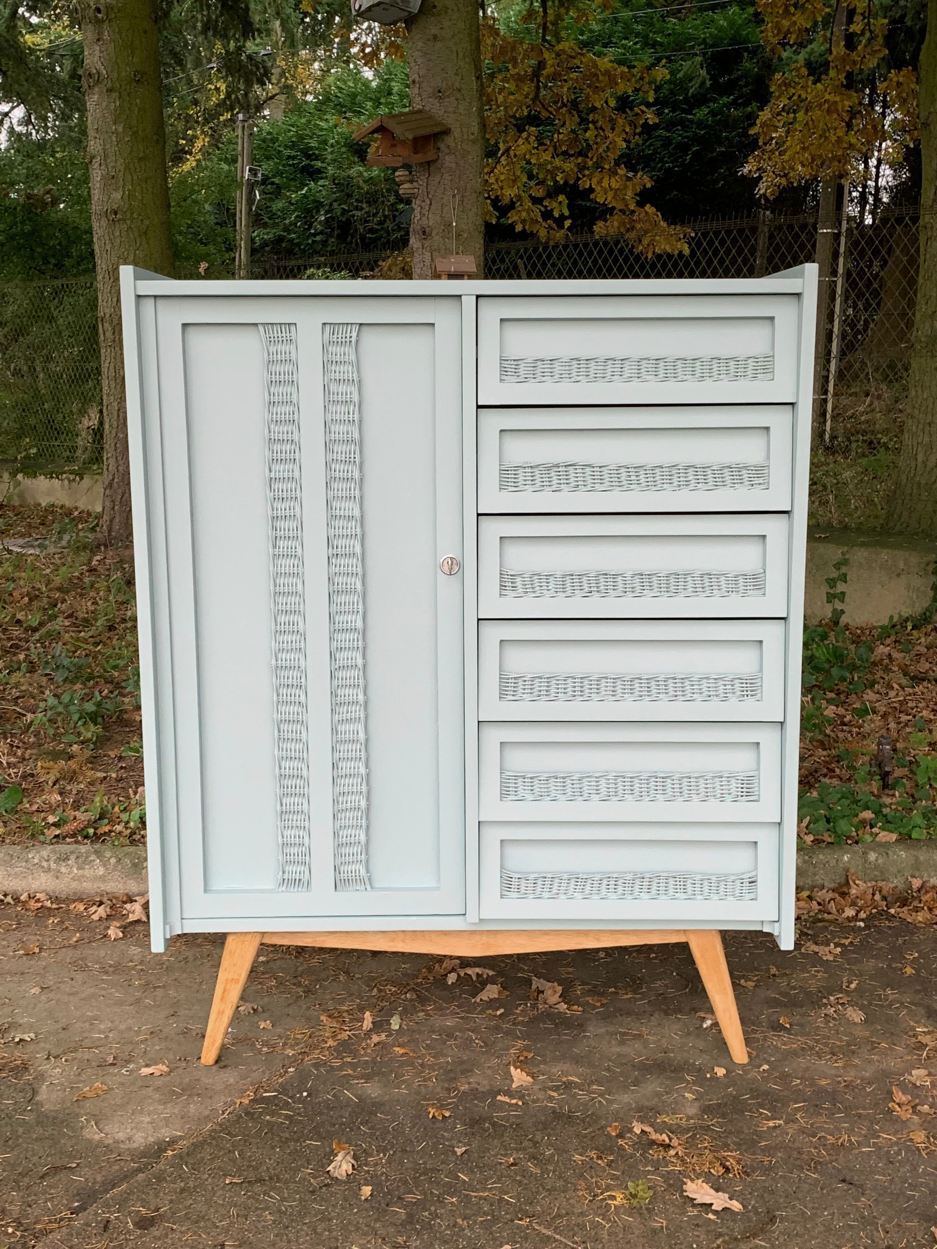 Wardrobe chest of drawers vintage compass feet 1950