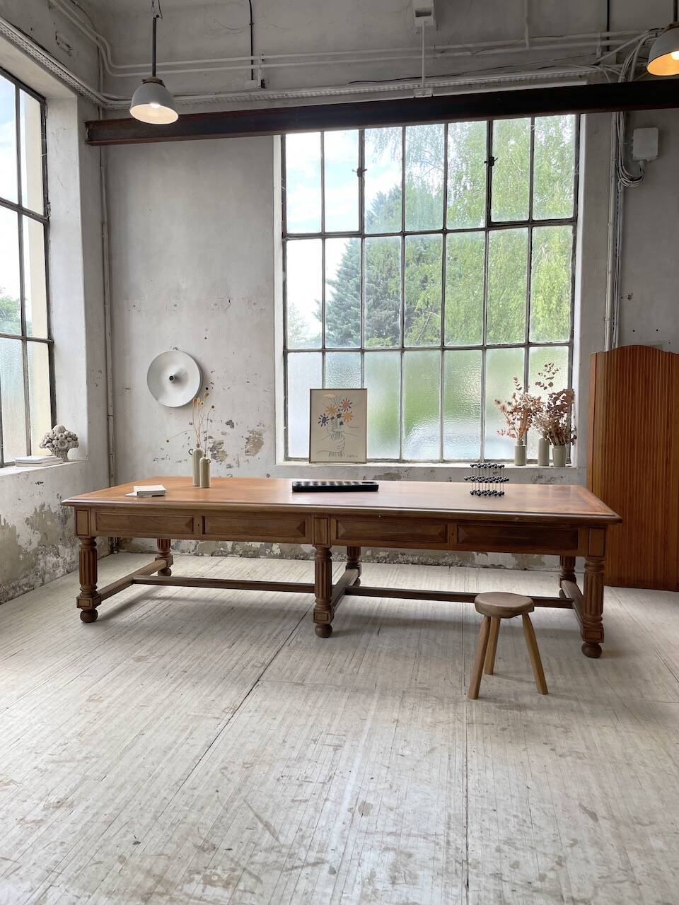 Solid walnut farmhouse castle table 1900 XXL