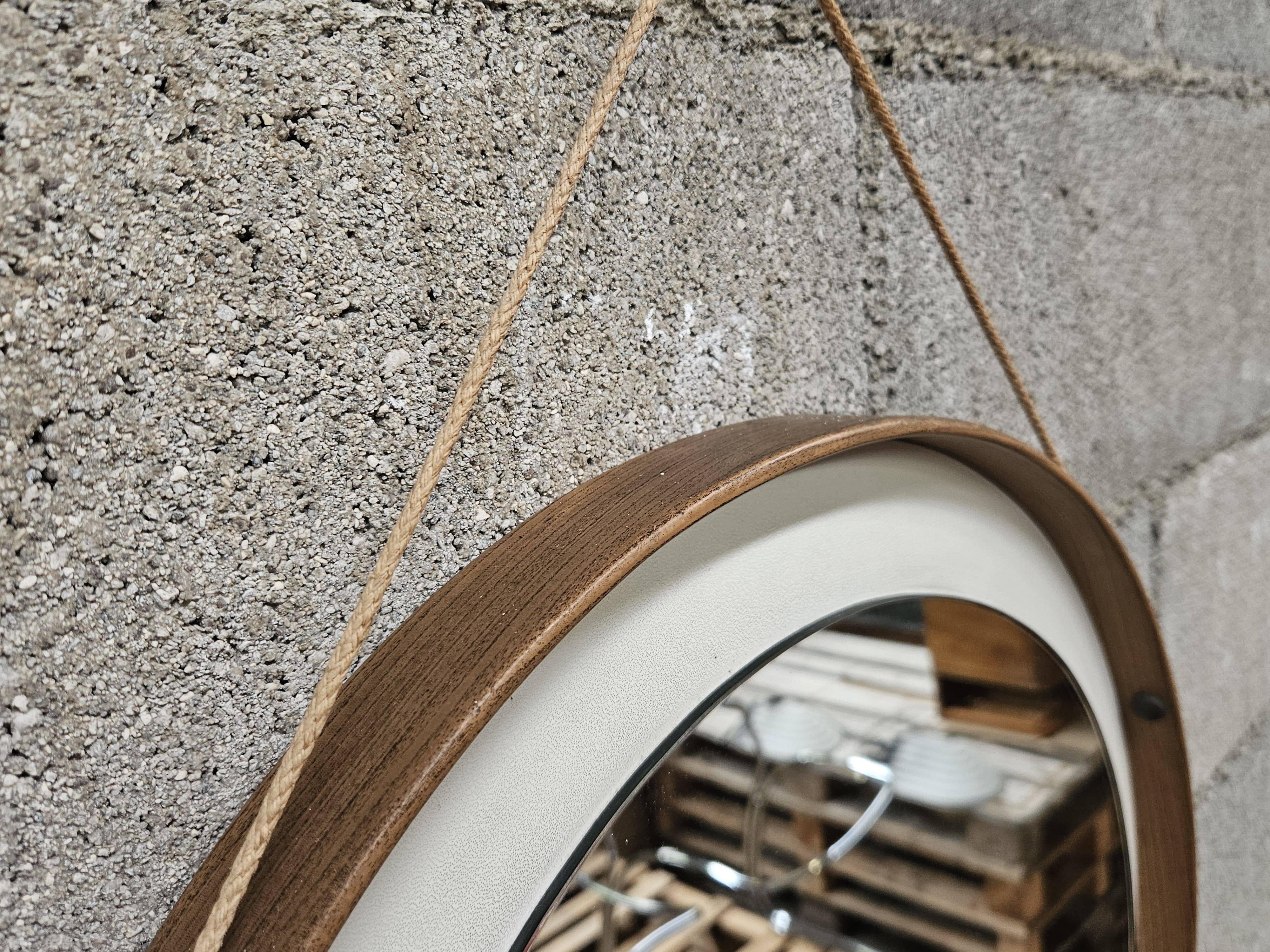 Vintage 1970s PVC and faux leather wall mirror