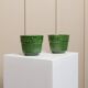 Ensemble de 2 pots de fleurs en céramique verte Bay-Keramik, 603-14, Allemagne de l'Ouest années 1980, striés avec relief floral.