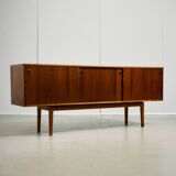 Rosewood and Teak Low Sideboard with Sliding Doors, 1960s