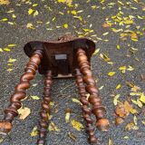 19th-century Renaissance carved oak desk with chair