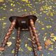 19th-century Renaissance carved oak desk with chair