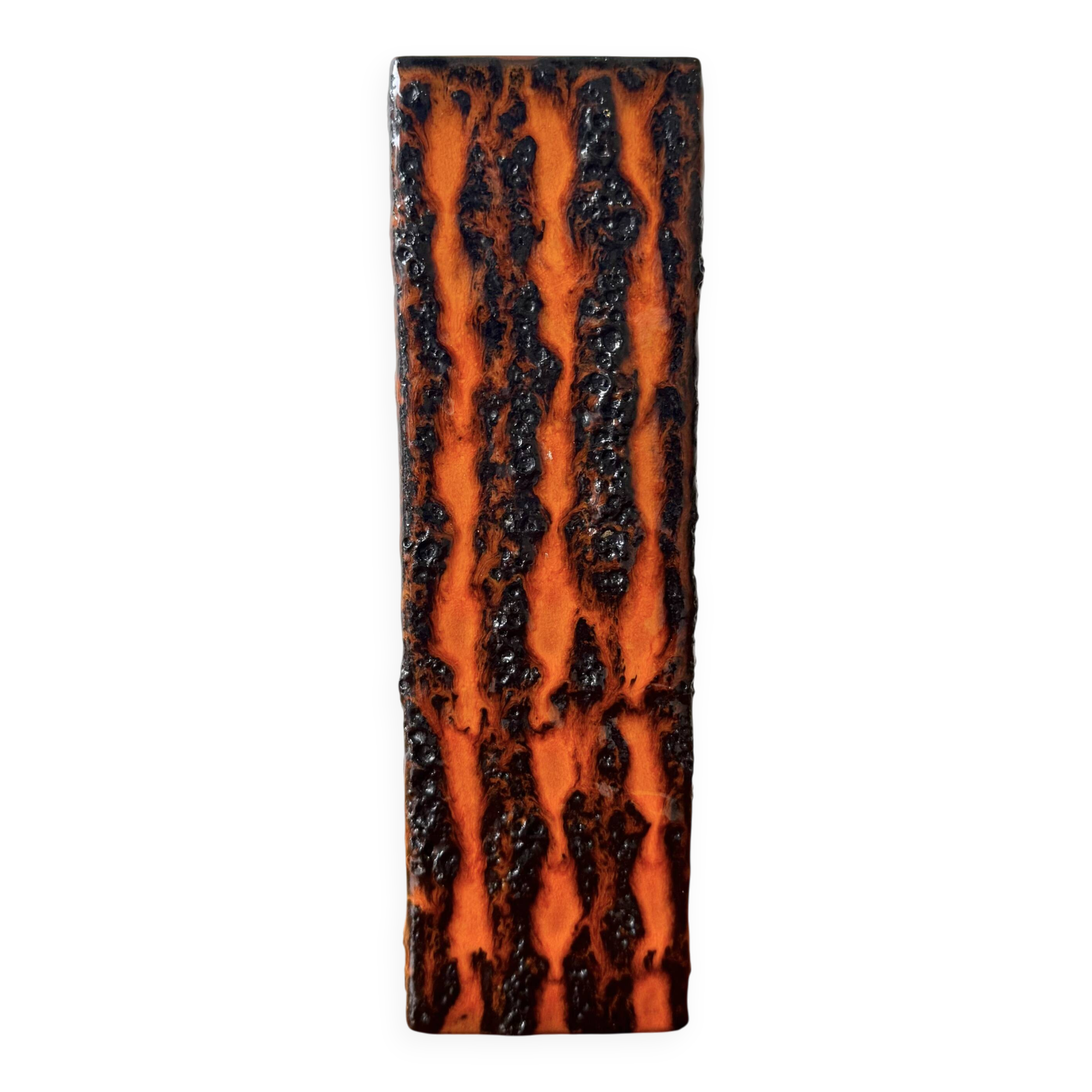 Vintage Orange Square Vase Fat Lava by Scheurich Keramik 423