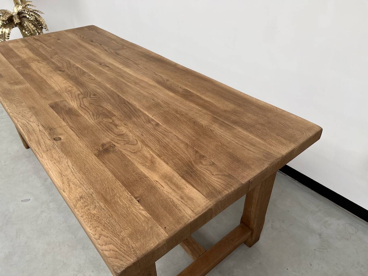 Large extendable solid oak farm table