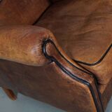 Vintage Dutch Cognac Colored Leather Club Chair