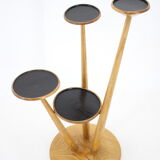 1960s wooden oak plant stand, czechoslovakia