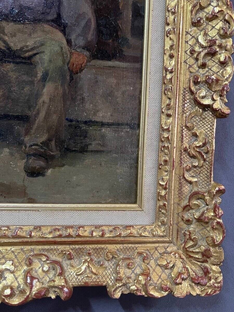 Portrait Oil on Wood, 20th Century