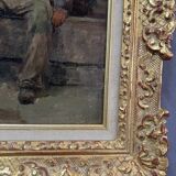 Portrait Oil on Wood, 20th Century
