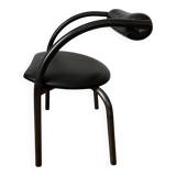 Danish design chair from the 80s, black tubular metal and faux leather.