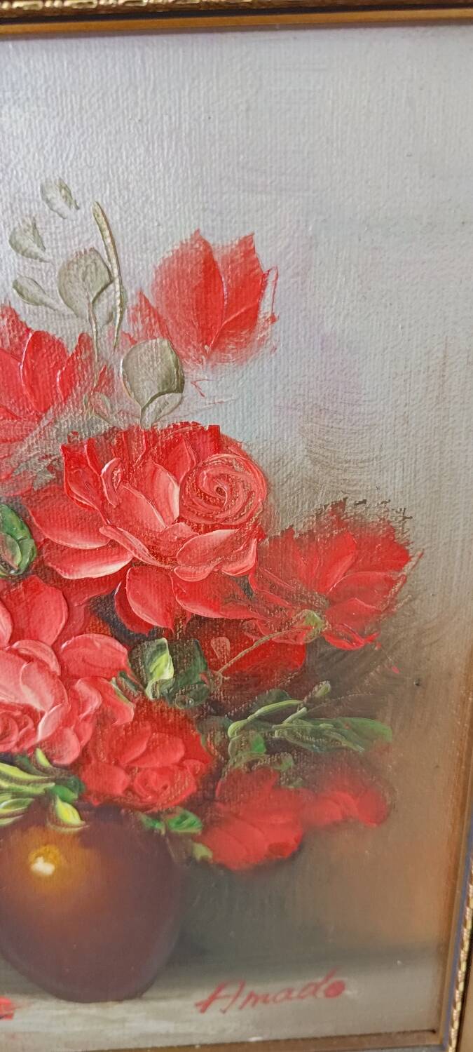 Tableau bouquet de roses rouges