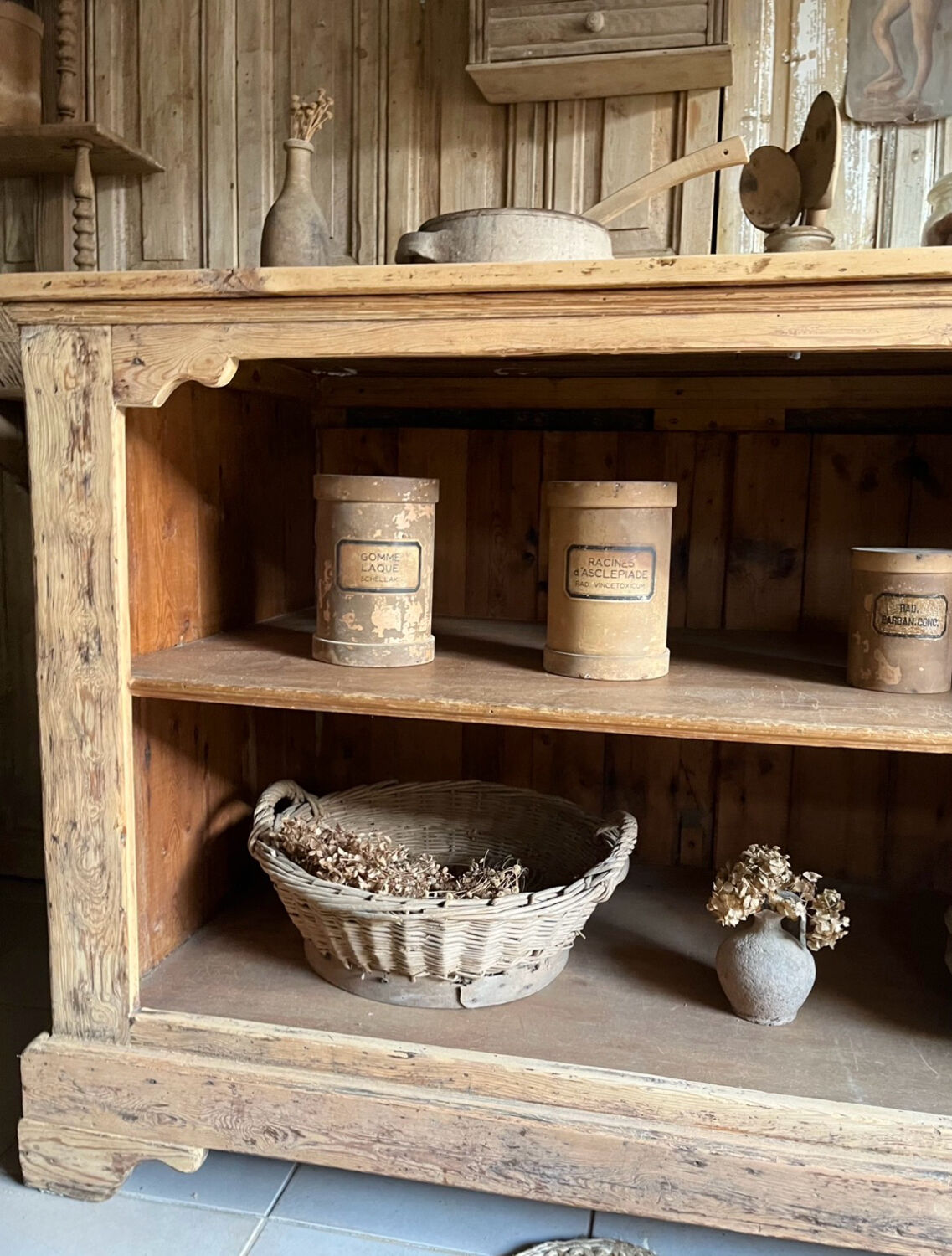 Old solid pine counter