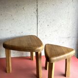 Vintage brutalist nesting tables in solid wood, design