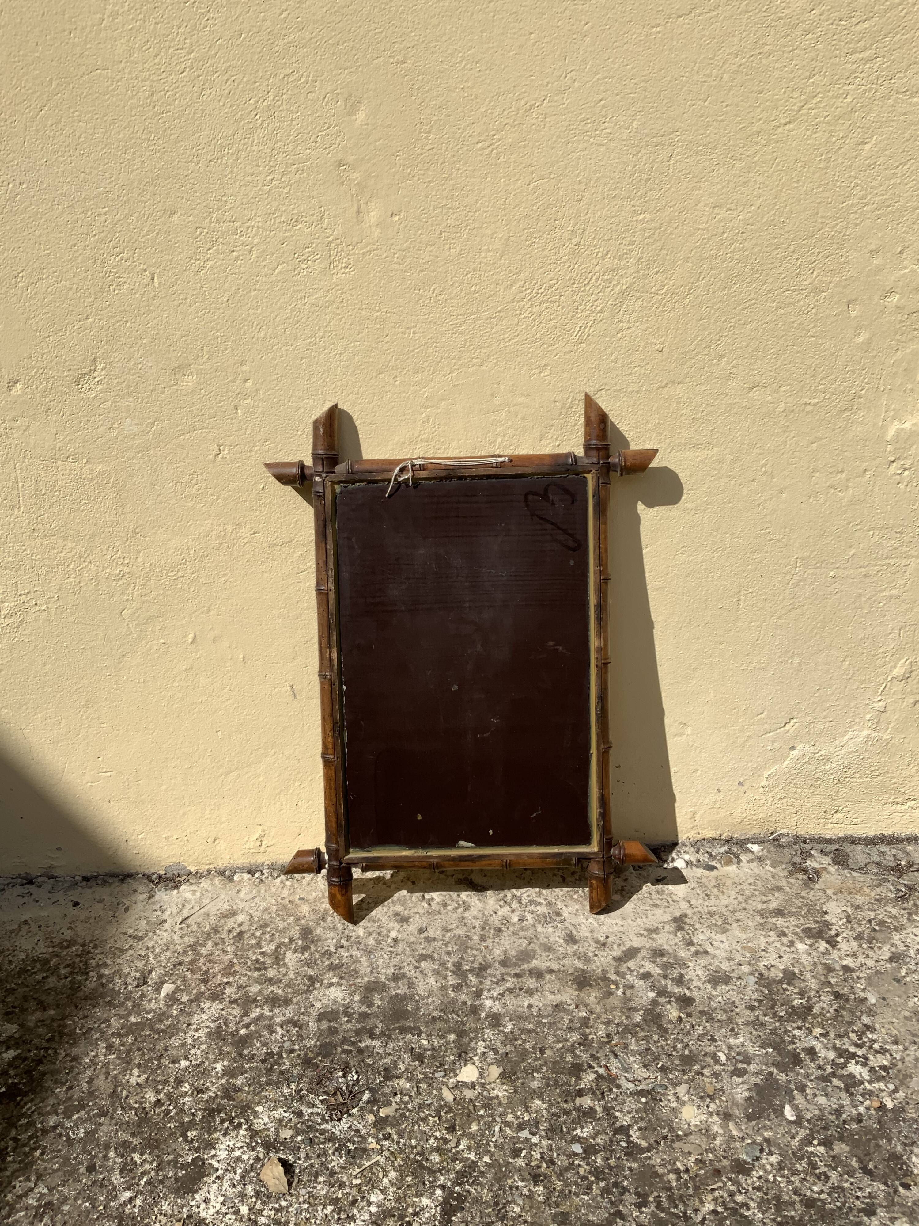 Antique wooden mirror bamboo style