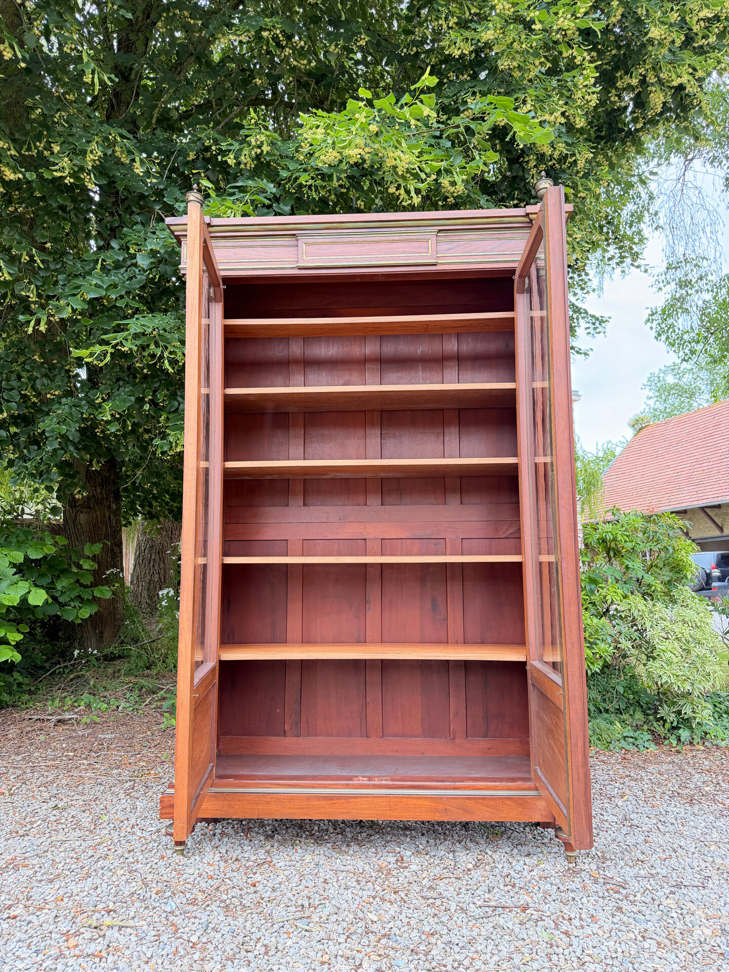BIBLIOTHÈQUE VITRINE EN ACAJOU DE STYLE LOUIS XVI XIX EME SIÈCLE