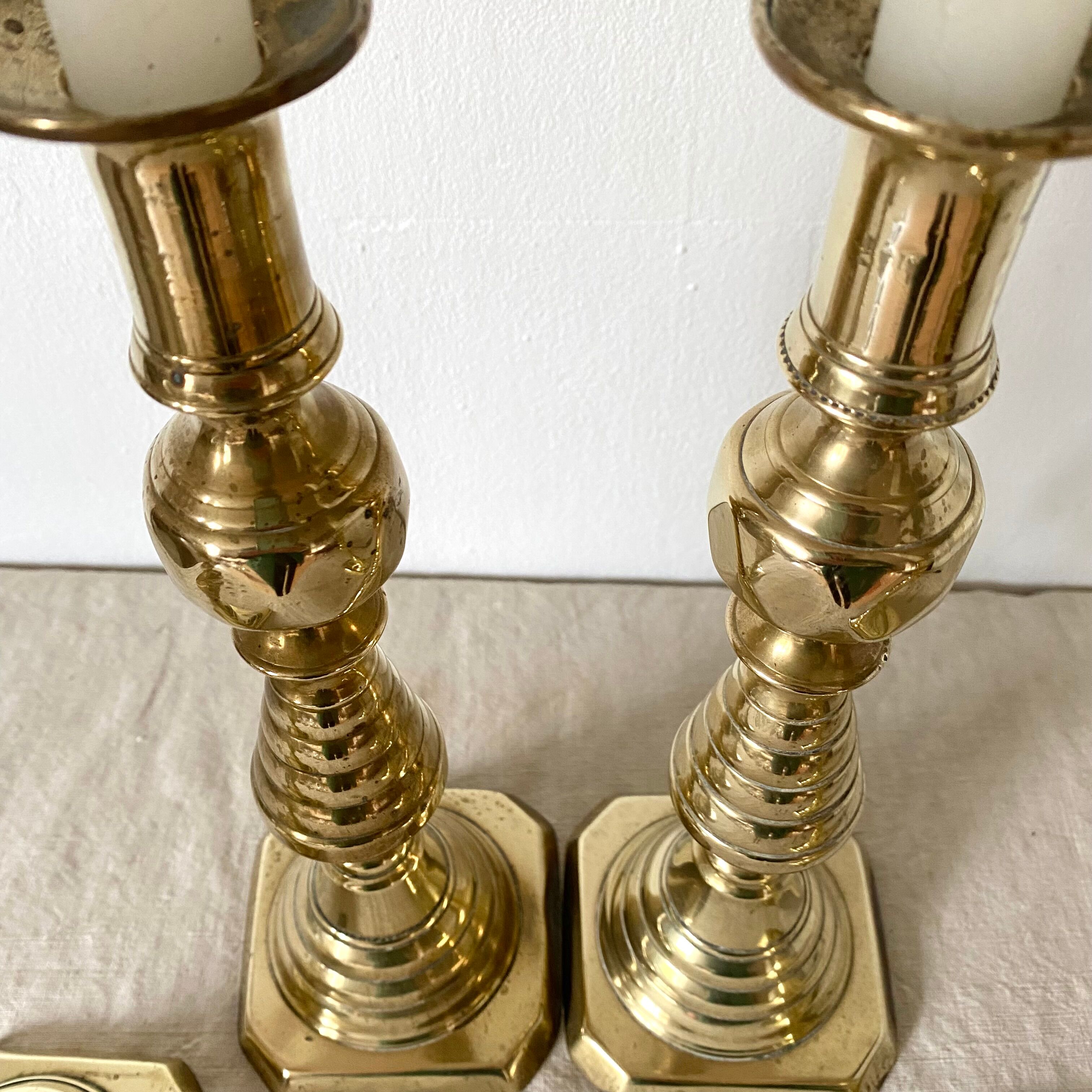 Old brass candlesticks England