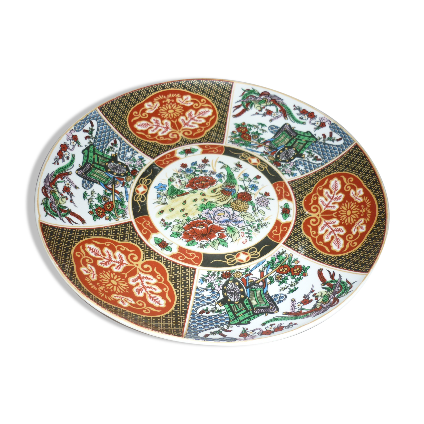 Chinese dish decorated with peacocks and plants