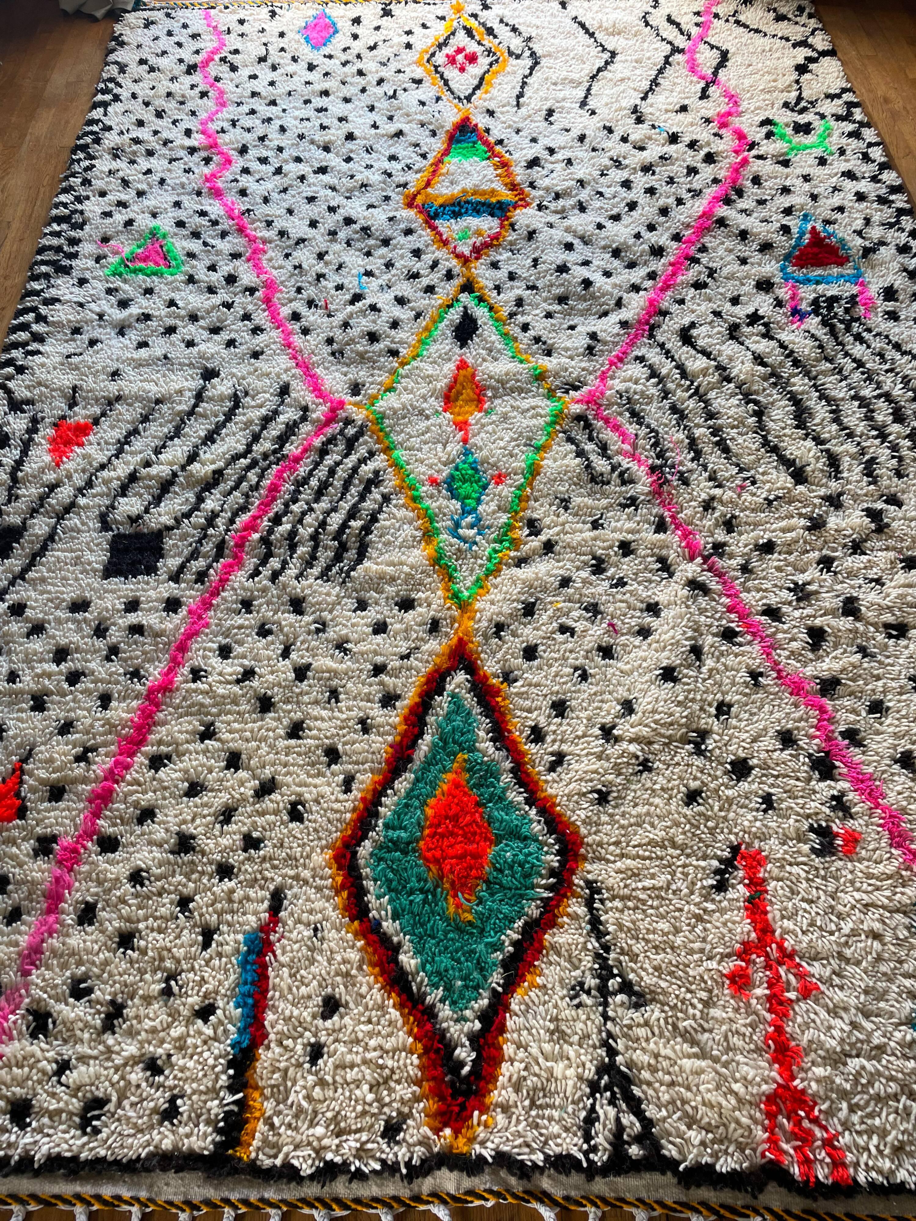 White azilal berber carpet with new neon colored patterns 300 X 200 cm