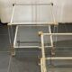 Pair of vintage and brass glass hollywood regency side tables by peter vandel