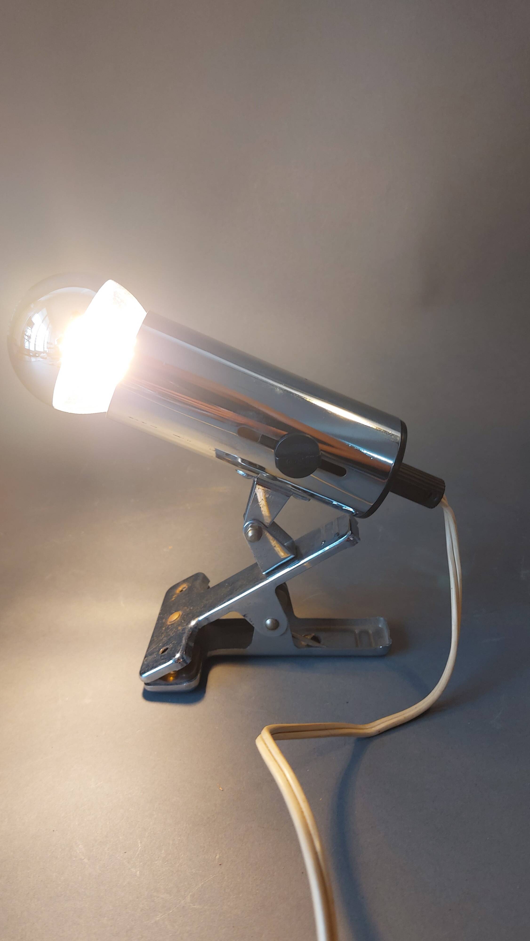 Chrome clip-on spotlight Targetti 1960, Italy.