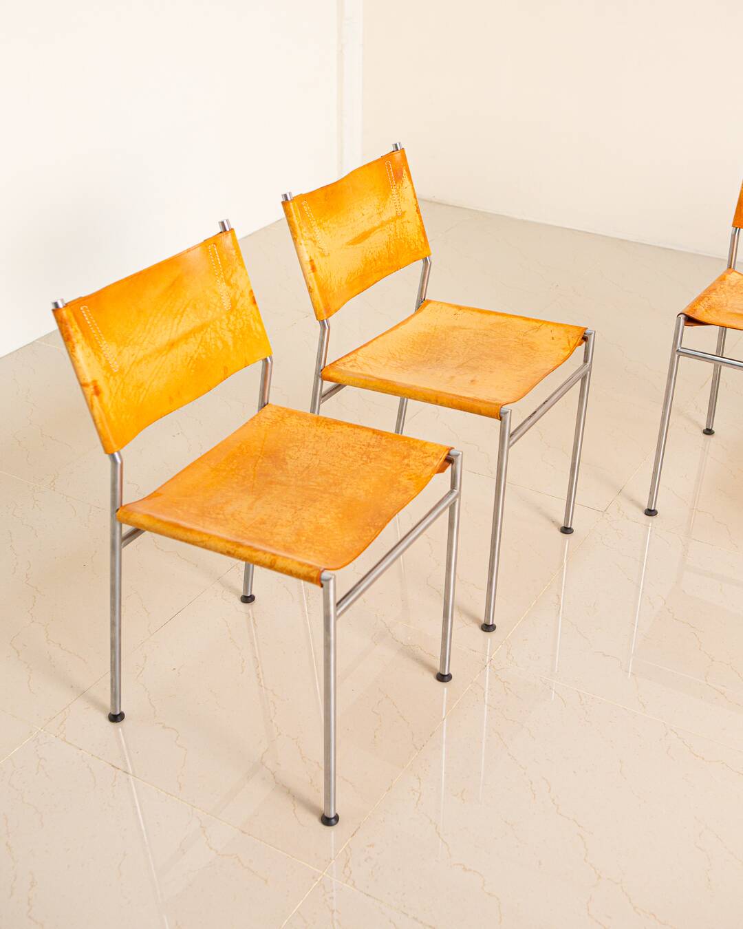 4 "SE06" cognac leather chairs by Martin Visser for Spectrum 80's