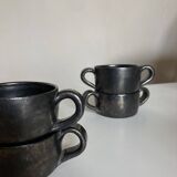 Set de 4 bols à anses Robert Picault Vallauris 1960