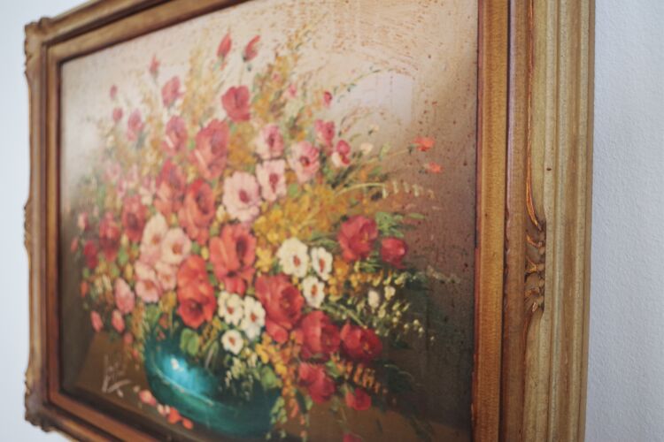 Composition florale peinte par Lina Rossi, années 1930