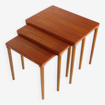 Danish mid century modern nesting tables in teak by Niels Bach, 1960s