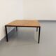 Vintage modernist square coffee table in teak and black metal from the 60s