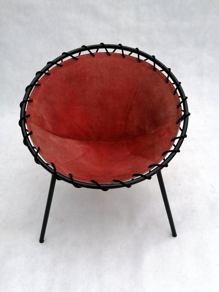 Vintage leather balloon chair, 1960s