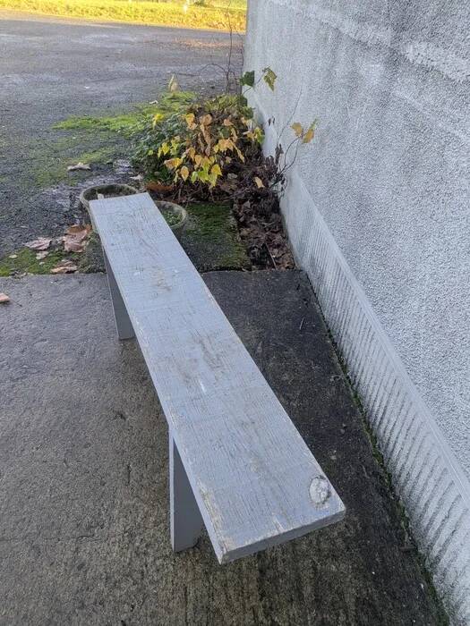 Grey farm bench