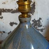 Vintage potter's ceramic table lamp, raffia lampshade