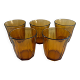 Set of 5 Vereco amber glasses