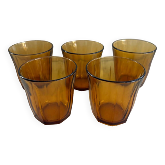 Set of 5 Vereco amber glasses