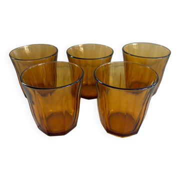 Ensemble de 5 verres ambres Vereco