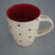6 vintage mugs in beige ceramic with red polka dots
