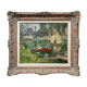 Post-impressionist table "riverside sailing" HST Seine edge