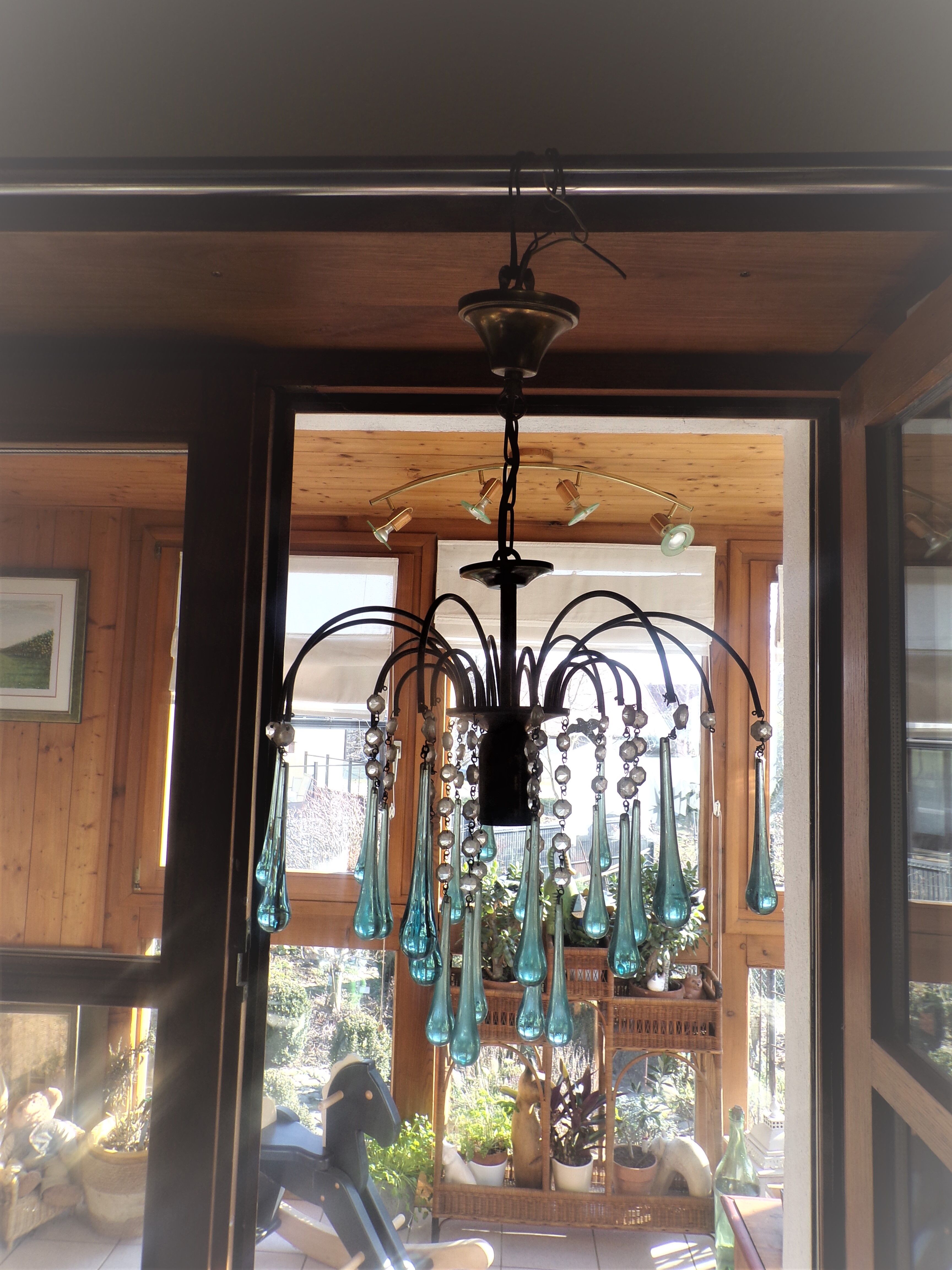 Lustre blue drops pampilles