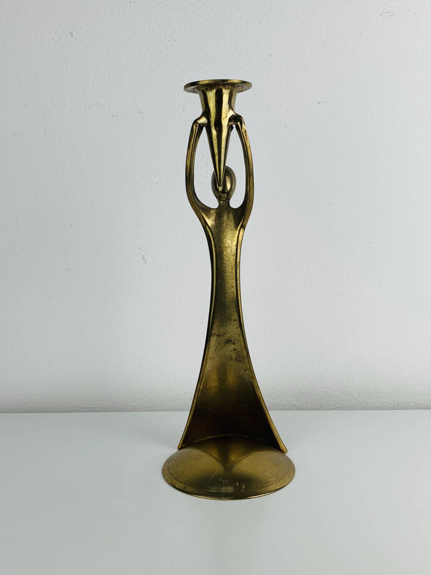 Sculptural brass candle holder, vintage