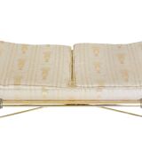 Bench in gilded brass and Empire-style fabric
