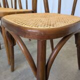 Set of 4 Vintage Thonet Style Dining Chairs: Bentwood Cane Seat, 1970s Bist