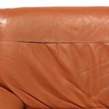 Orange leather 2-seater sofa