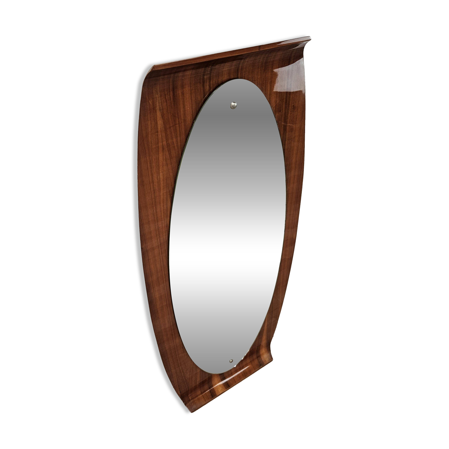 Curved plywood wall mirror by Campo e Graffi, 1960s