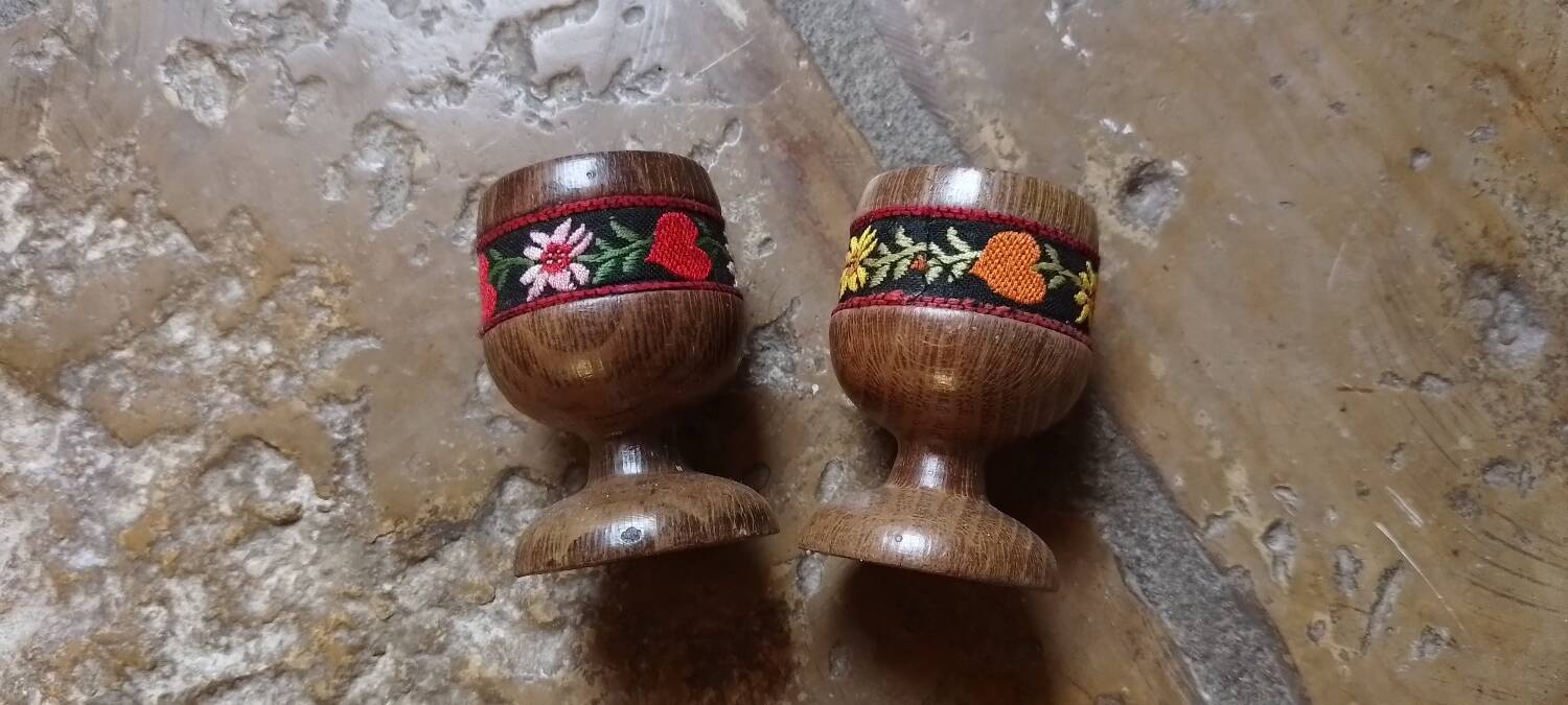 Vintage wooden egg cups