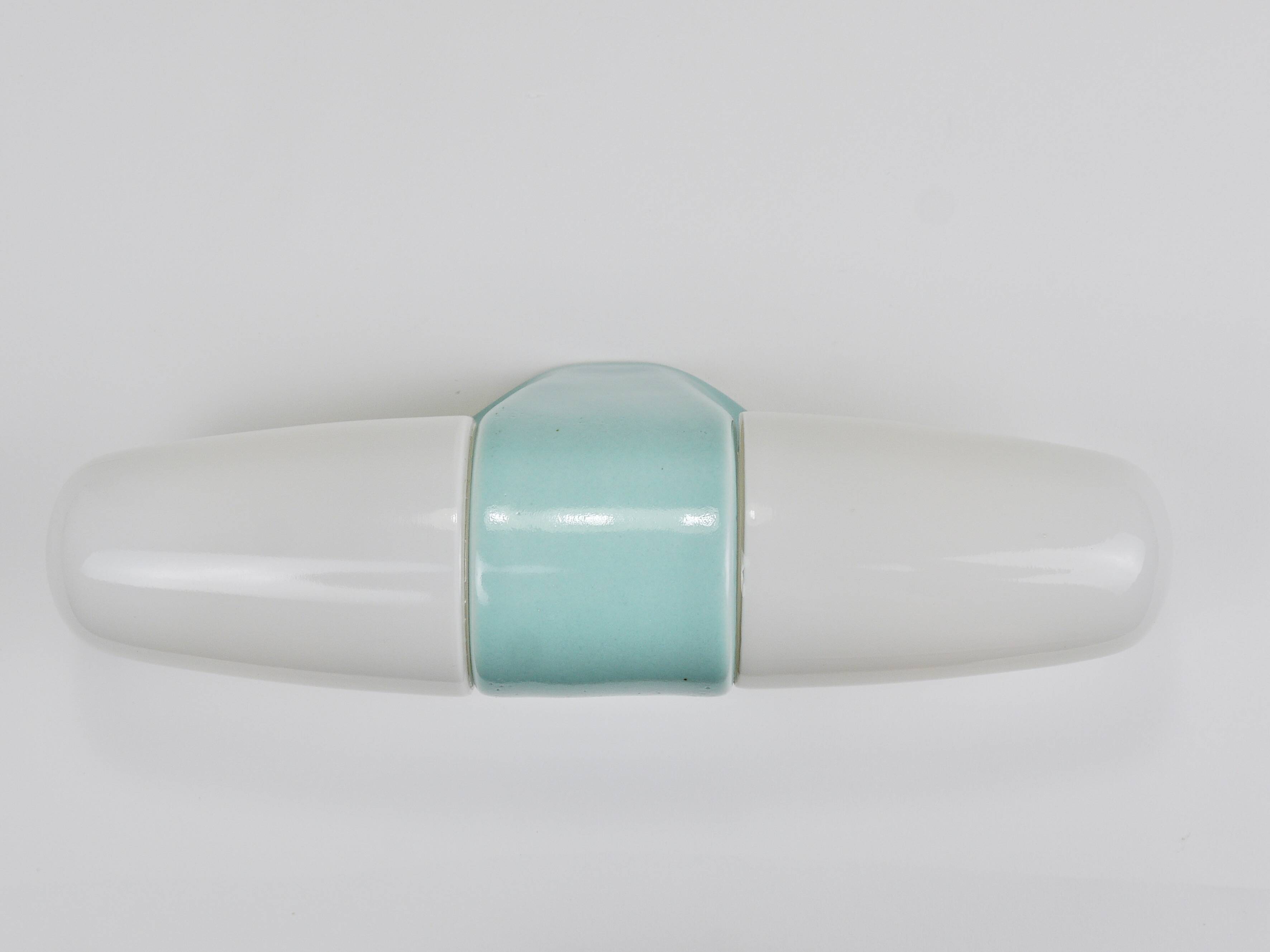 Wilhelm Wagenfeld Bauhaus Turquoise Double Sconce Wall Light, Germany, 1950