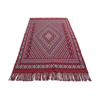 Red berber rug traditional kilim rug nomadic bohemian wool rug 200x303cm