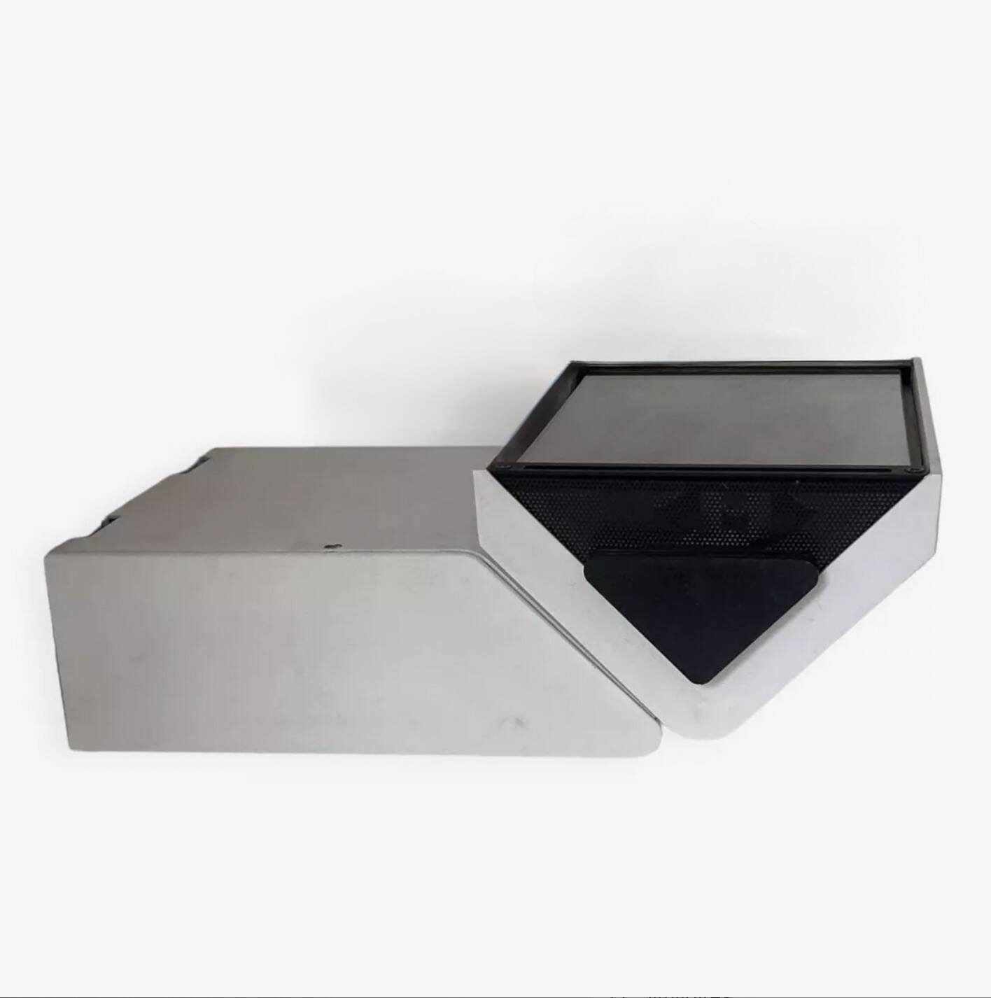 Adjustable vintage wall light, black and white lacquered metal, LITA, France, 1970.