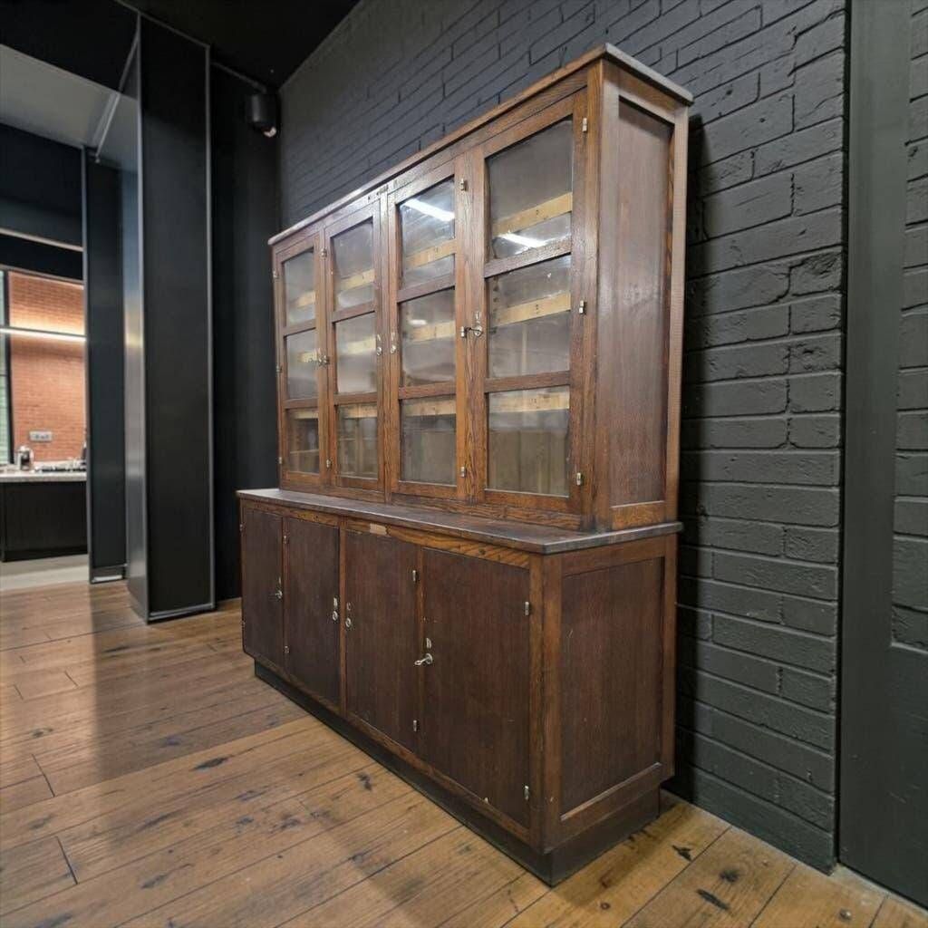 Vintage XL industrial display cabinet / pharmacy cabinet / laboratory cabinet