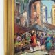 Huile sur carton scène de marché 47,5X37 cm - 18,70X14,56 ". Signée